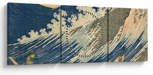 Obraz - Katsushika Hokusai, Fishing Boats at Choshi in Shimosa (Soshu Choshi) , reprodukcia (s hodinami) (90x30 cm)