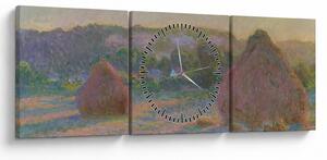 Obraz - Claude Monet, Stacks of Wheat (End of Summer) , reprodukcia (s hodinami) (90x30 cm)