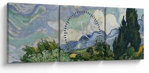 Obraz - Vincent van Gogh, Wheat Field with Cypresses, reprodukcia (s hodinami) (90x30 cm)