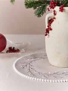 Sinsay - Okrúhle prestieranie s vyšívanými rastlinami - krémová