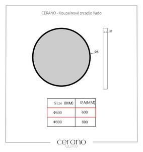 CERANO - Kúpeľňové zrkadlo Vado, kovový rám - čierna matná - Ø 60 cm