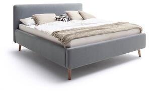 MUZZA Posteľ taupe s úložným priestorom 160 x 200 cm modrá