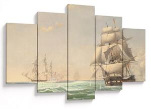 Obraz - Fitz Henry Lane, The United States Frigate President Engaging the British Squadron, reprodukcia (150x105 cm)