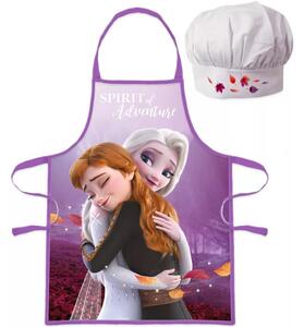 Dievčenská zástera s kuchárskou čiapkou Ľadové kráľovstvo - Frozen - motív Spirit of Adventure - pre deti 3 - 8 rokov