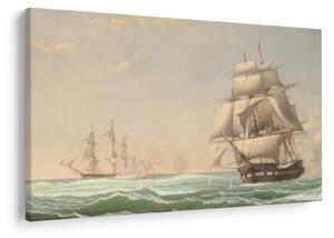 Obraz - Fitz Henry Lane, The United States Frigate President Engaging the British Squadron, reprodukcia (90x60 cm)