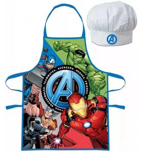 Detská / chlapčenská zástera s kuchárskou čiapkou Avengers - MARVEL - pre deti 3 - 8 rokov