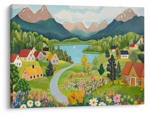 Obraz - Dedina v horách (70x50 cm)