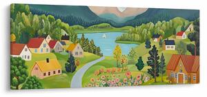 Obraz - Dedina v horách (120x50 cm)