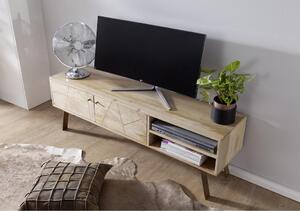 NÍZKA KOMODA, mangové drevo, hnedá, zlatá, 145/47/35 cm MID.YOU - TV nábytok, Online Only