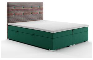 Manželská posteľ Boxspring 140 cm Rinoletto (tmavozelená + viacfarebné) (s úložným priestorom). Vlastná spoľahlivá doprava až k Vám domov. 1020359