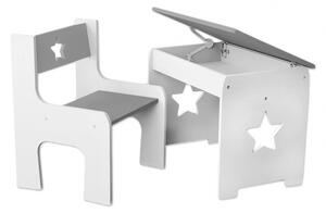 NELLYS Sada nábytku KIDS STAR Stôl + stolička - šedá s bielou