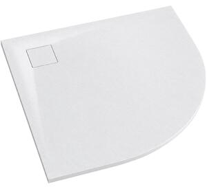 CERANO - Sprchová vanička štvrťkruhová Quarto - SMC/minerálny kompozit - štruktúrovaná biela matná - 80x80x3 cm