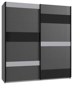 SKRIŇA S POS. DVER. – HOR.VED, grafitová, sivá, čierna, 180/208/65 cm MID.YOU - Online Only zostavy, Online Only
