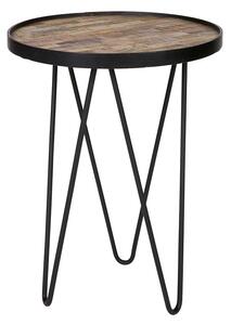 Hnedý Stolík z recyklovaného dreva Lev 52 × 39 dia cm WOOOD