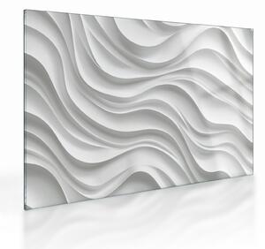 Sklenený obraz - 3D biele vlny (70x50 cm)
