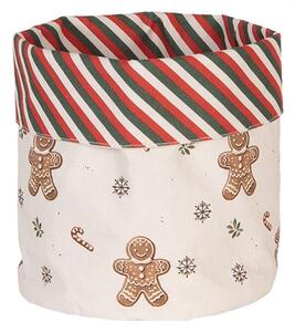 Béžový bavlnený košík na pečivo s perníčkami Gingerbread Magic - Ø 15*16 cm - Clayre & Eef