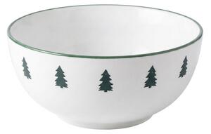 Biela keramická miska so stromčekmi - Ø 16*7 cm / 500 ml - Clayre & Eef