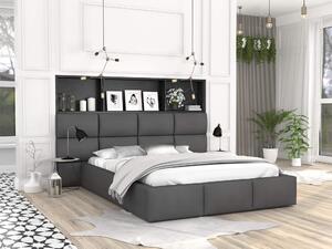 Čalúnená manželská posteľ s úložným priestorom Dony - grafit Rozmer: 140x200
