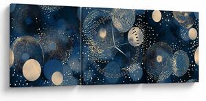 Obraz - Modro-zlaté krúžky (s hodinami) (90x30 cm)