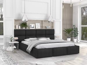 Čalúnená manželská posteľ s úložným priestorom Dony - čierna Rozmer: 160x200
