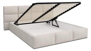 Čalúnená manželská posteľ s úložným priestorom Dony - krémová Rozmer: 180x200