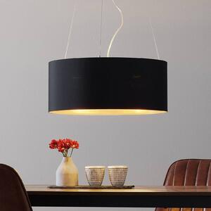 Textilná závesná lampa Lecio, 53 cm čierna