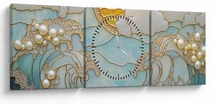 Obraz - 3D perly v oceáne (s hodinami) (90x30 cm)