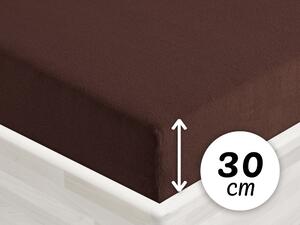 Froté napínacie prestieradlo na vysoký matrac FR-026 Čokoládovo hnedé 140 x 200 - výška 30 cm