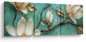 Obraz - 3D magnólia (s hodinami) (90x30 cm)
