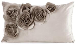 Dekorstudio Obliečka na vankúš s ROSES aplikáciou ruží 30x50cm - béžová