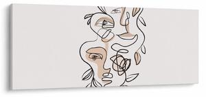 Obraz - Line art tváre (120x50 cm)