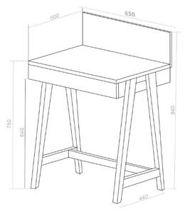 LUKA Ashwood Písací stôl 65x50cm so zásuvkou / modrá