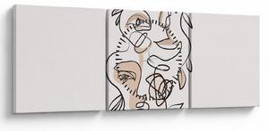 Obraz - Line art tváre (s hodinami) (90x30 cm)