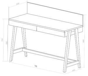 LUKA Písací stôl 110x50cm so zásuvkou Dub modrý