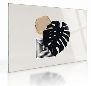 Sklenený obraz - Abstrakcia s tropickými listami N⁰2 (70x50 cm)