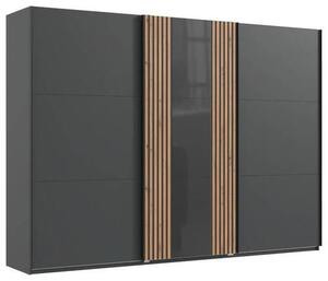 SKRIŇA S POS. DVER. – HOR.VED, grafitová, sivá, dub artisan, 300/216/65 cm MID.YOU - Online Only zostavy, Online Only
