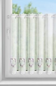 Dekorstudio Vitrážová záclona LAVENDER s fialovým kvetinovým motívom 145x70cm - biela