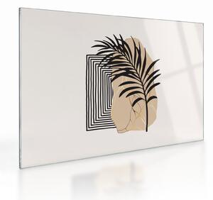 Sklenený obraz - Abstrakcia s tropickými listami N⁰3 (70x50 cm)