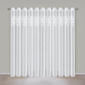 Dekorstudio Vyšívaná záclona ROSIE na dekoračných krúžkoch 400x250cm - biela