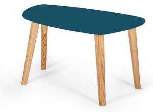 Konferenčný stolík Endocarp 68x41x40cm - petrolejová modrá / jaseňové drevo
