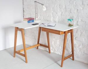 LUKA Rohový písací stôl š115cm x d85cm zelený hnedý Dub ľavá strana