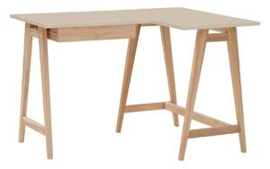 LUKA Ashwood Rohový písací stôl š115cm x d85cm béžový Ľavá strana