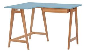 LUKA Rohový písací stôl š115cm x d85cm modrý Dub ľavá strana