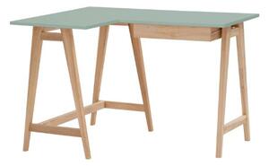 LUKA Ashwood Rohový písací stôl š115 x d85cm zelený Ľavá strana