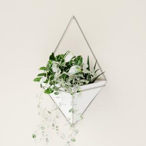 Umbra - Závesný nástenný kvetináč Trigg - biela / nikel - 39x22x10 cm