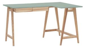 LUKA Ashwood Rohový stôl š135cm x d85cm zelený Pravá strana