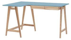 LUKA Ashwood Rohový písací stôl š135 x d85cm modrý Ľavá strana