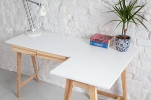 LUKA Ashwood Rohový písací stôl š135cm x d85cm béžový Pravá strana