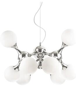 Ideal Lux - Závesný luster na lane NODI 9xE14/28W/230V priemer 80 cm lesklý chróm/biela