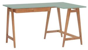 LUKA Rohový písací stôl š 135cm x d 85cm zelený Dub pravá strana